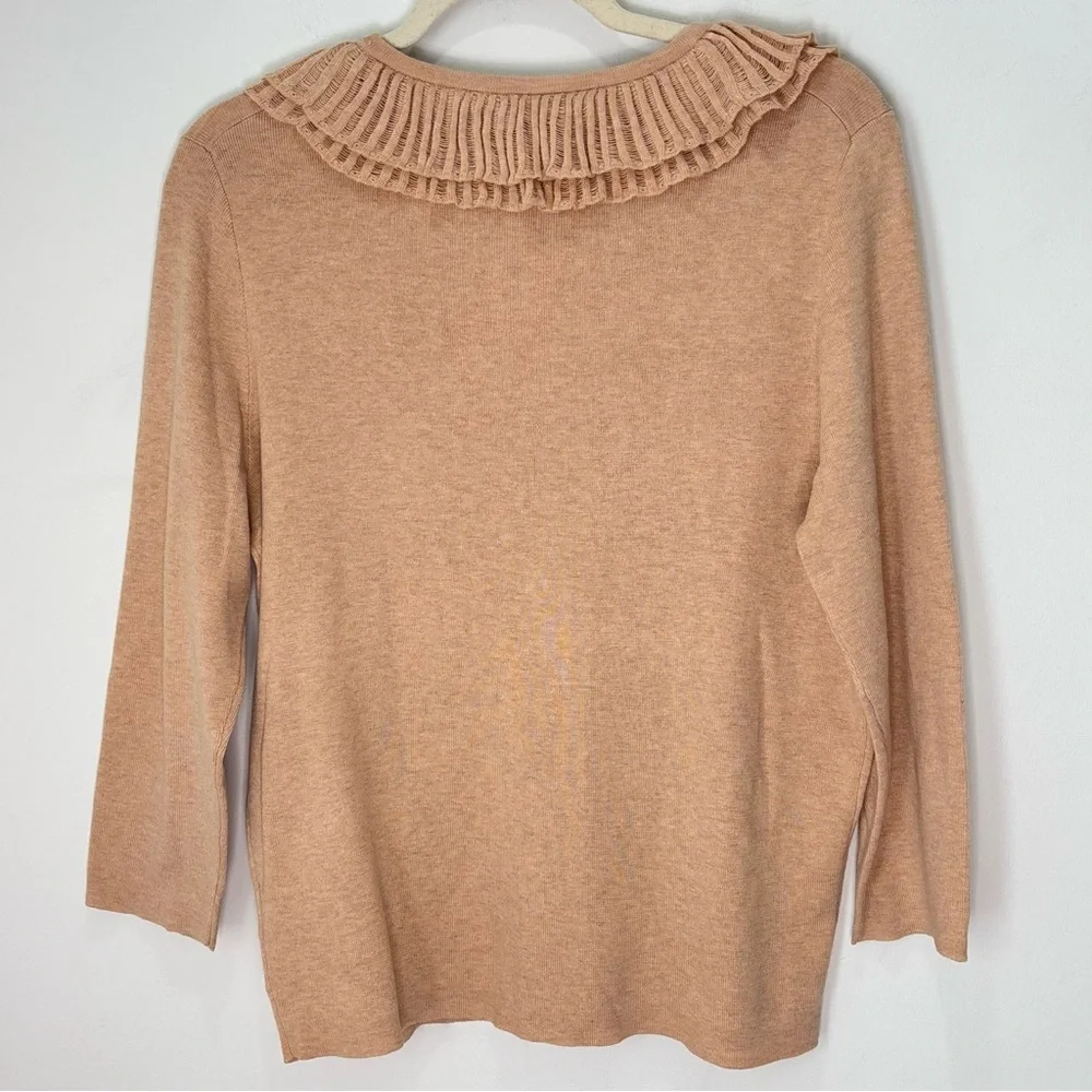 Talbots Ruffle Sweater Cardigan Size XL NEW Neutral Preppy E85 - Picture 11 of 16